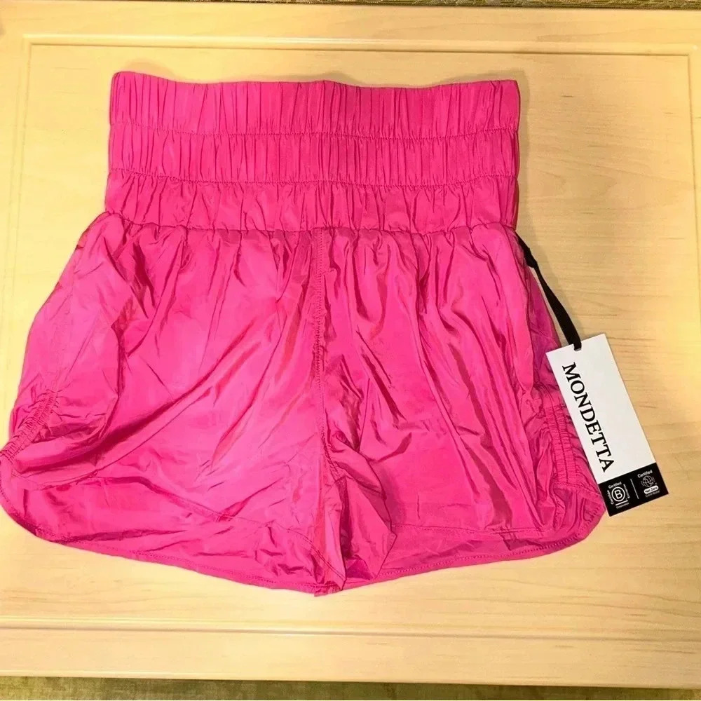 MONDETTA STUDIO Smocked Waist Shorts. Carmine Pink. Size XS.NWTS! - Picture 4 of 8